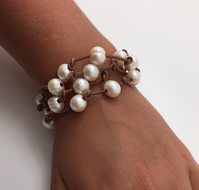 Leather & Pearl Bracelet