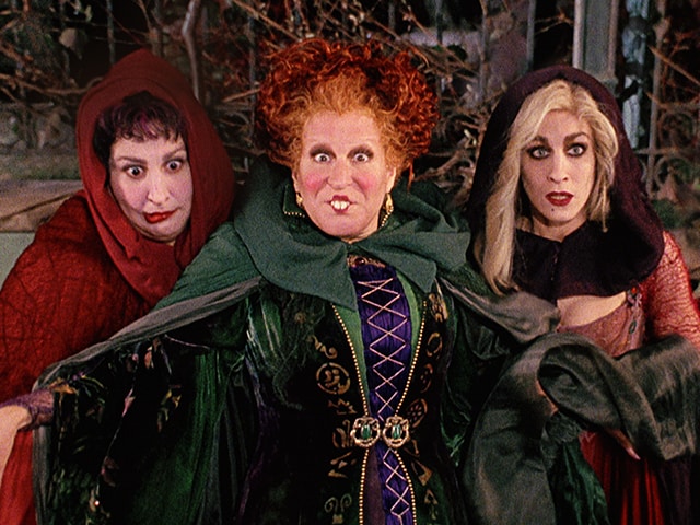 Photo of Kathy Najimy, Bette Midler, and Sarah Jessica Parker from Hocus Pocus.