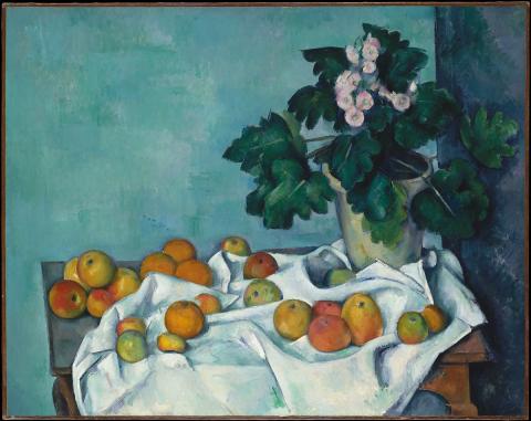 Still Life with Apples and a Pot of Primroses ca. 1890 Paul Cézanne