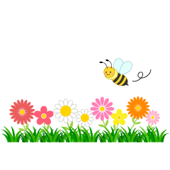 Bee with Flowers Clipart