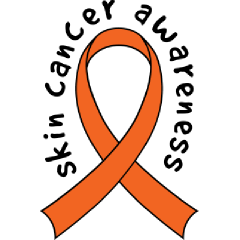 skin cancer awareness with orange ribbon