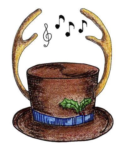 hat with antlers and musical notes