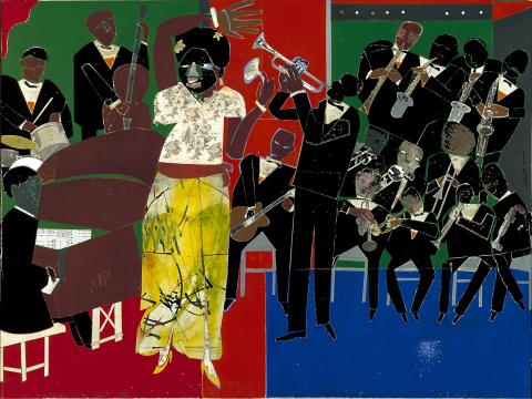 Romare Bearden, Empress of the Blues, 1974, acrylic and pencil on paper and printed paper on paperboard, 36 x 48 in. (91.4 x 121.9 cm.), Smithsonian American Art Museum, Museum purchase in part through the Luisita L. and Franz H. Denghausen Endowment, 1996.71