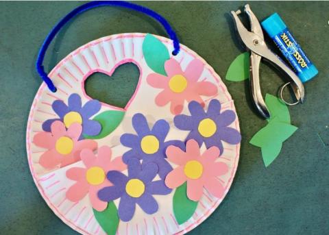 Paper Plate Flower Basket