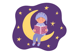 Child Reading on Moon in PJs