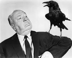 Alfred Hitchcock with crow