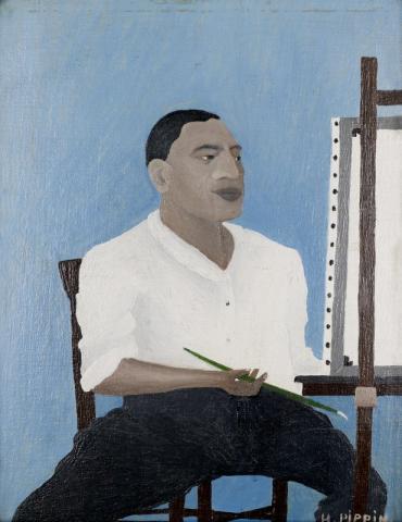 Horace Pippin (American, 1888–1946). Self-Portrait, 1941. Oil on canvas board, 14 x 11 inches (35.6 x 27.9 cm). Collection Albright-Knox Art Gallery, Buffalo, New York; Room of Contemporary Art Fund, 1942 (RCA1942:2). © 1941 Estate of Horace Pippin.