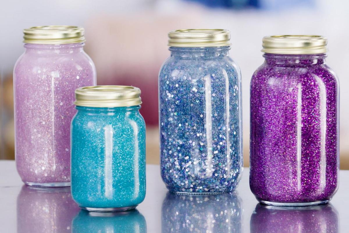 Mason Jars filled with Glitter