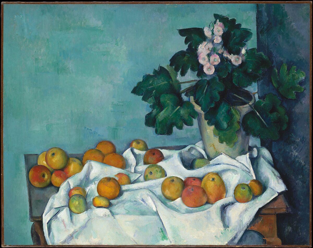 Still Life with Apples and a Pot of Primroses Paul Cézanne French  ca. 1890