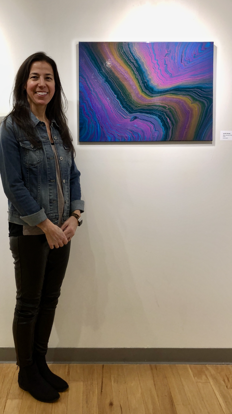 Jen Marrioti with her artwork