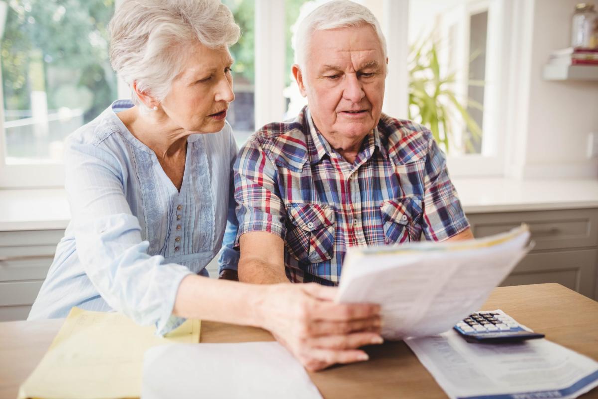 couple looking at finances